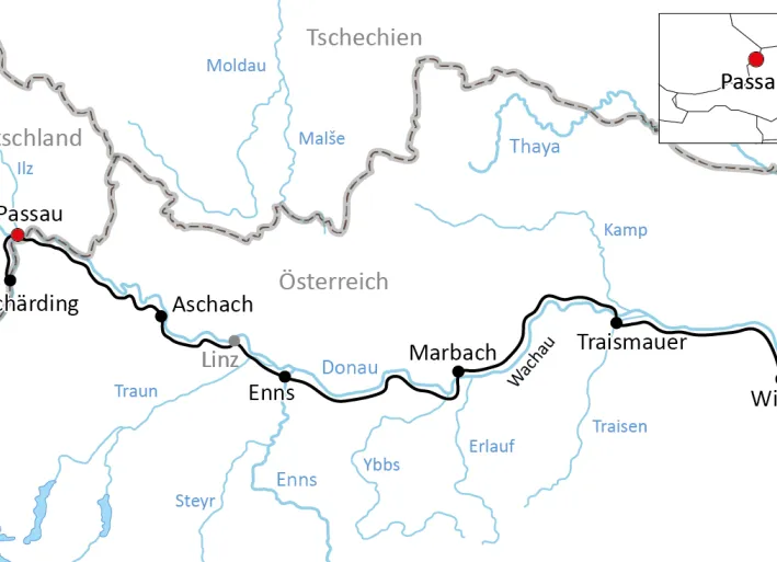 Der Donauradweg von Passau nach Wien